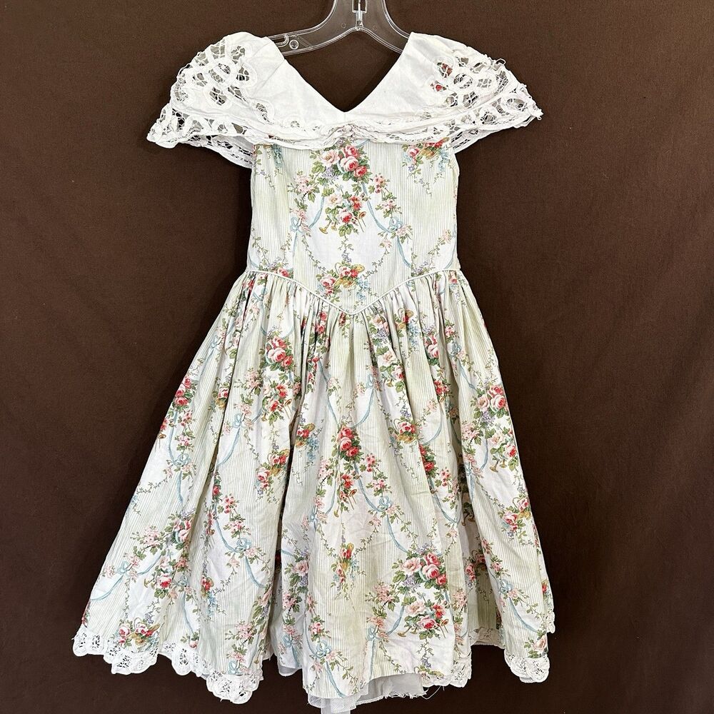 Vintage DAISY KINGDOM Floral Prairie Dress 6X Girls Prairie Cottage *Flaw